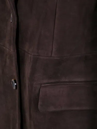 The Jackie Leathers Suede Button-fastening Coat In Brown