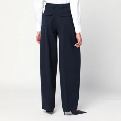 The Latest Thelatest Midnight Blue Wool Blend Trousers In Blue