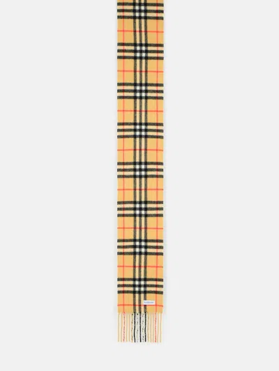 Burberry 'check' Beige Cashmere Scarf In Sand