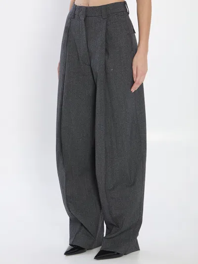 The Latest Thelatest Wide Grey Wool-blend Trousers