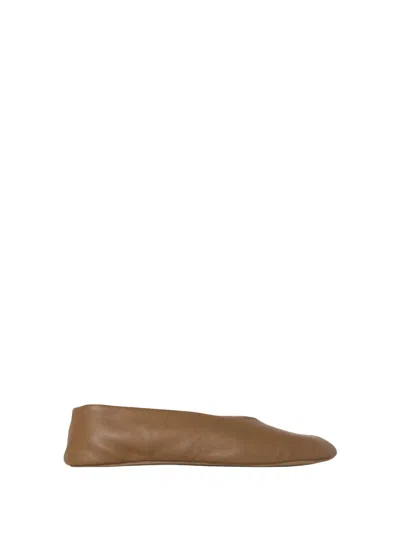 The Row Stella Flat Sole Round Toe Slippers In Brown