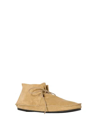 The Row Tyler Lace Up Shoe In Suede In Brown
