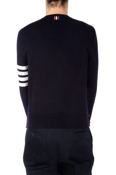 Thom Browne Midnight Blue Wool Sweater In Black