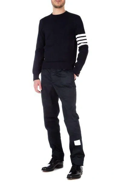 Thom Browne Midnight Blue Wool Sweater In Black
