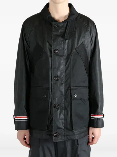 Thom Browne Panelled Buttoned Jacket In Black