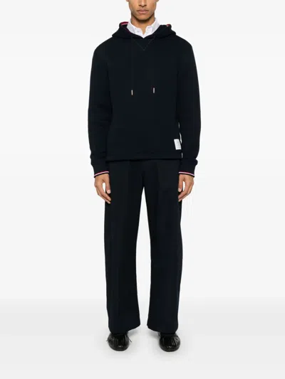 Thom Browne Oversized Hoodie Pullover With Rwb Tipping Stripe In Chunky Loopback Clothing In Black