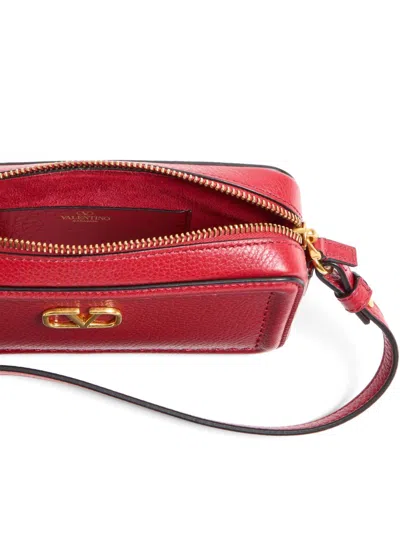 Valentino Garavani Alltime Leather Shoulder Bag With Vlogo Signature Detail In Red