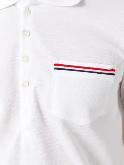 Thom Browne White Cotton Polo Shirt With Tricolor Detailing In White