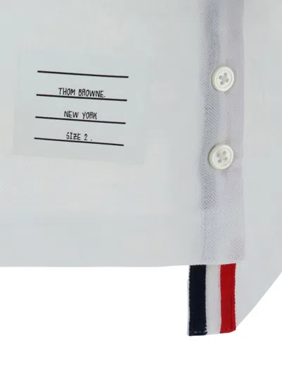 Thom Browne White Cotton Polo Shirt With Tricolor Detailing In White