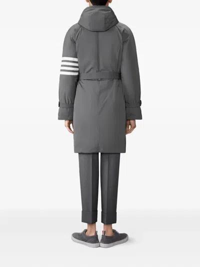 Thom Browne Poly Twill 4-bar Hooded Down Parka With Belt Clothing In Gray