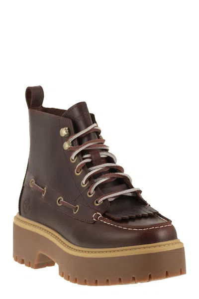 Timberland Stone Street Platform Hiking Boot In Burgundy