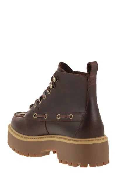Timberland Stone Street Platform Hiking Boot In Burgundy