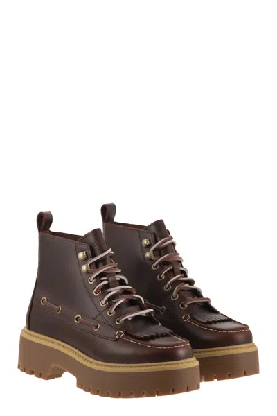Timberland Stone Street Platform Hiking Boot In Burgundy