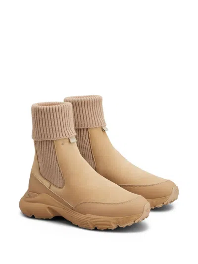 Tod's Contrasting Material Sneakers In Brown
