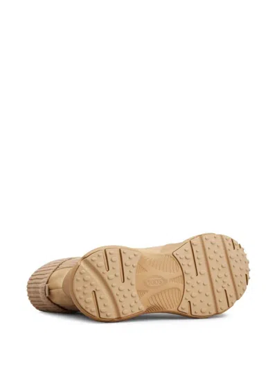 Tod's Contrasting Material Sneakers In Brown