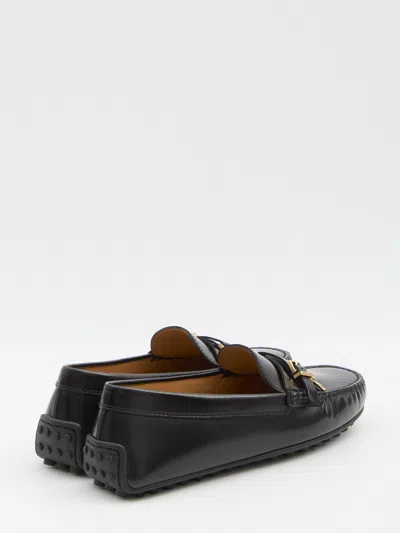 Tod's Urban Brushed Leather Loafers With Decorative Strap