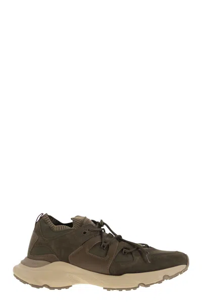 Tod's Sneakers In Leather And Technical Fabric In Multi