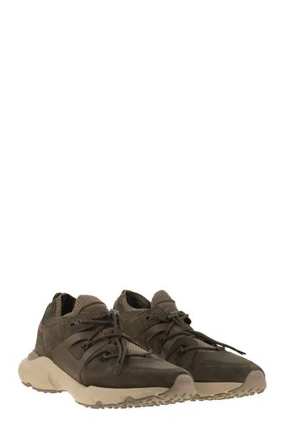 Tod's Sneakers In Leather And Technical Fabric In Multi