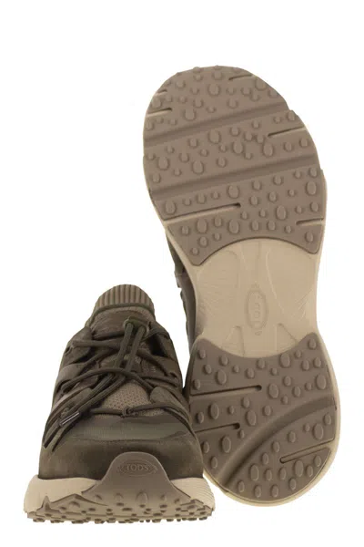 Tod's Sneakers In Leather And Technical Fabric In Multi