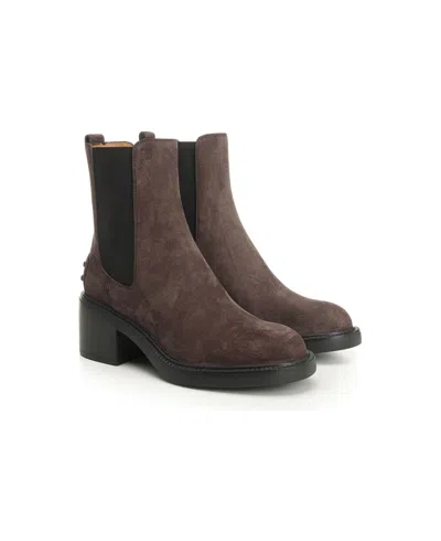 Tod's Leather Ankle Boots In Brown