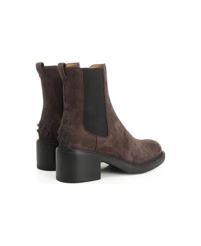 Tod's Leather Ankle Boots In Brown