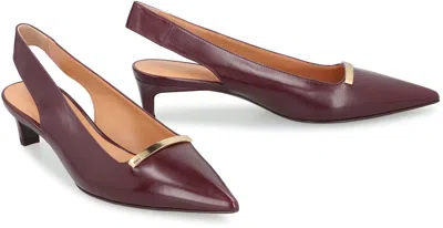 Tod's Pointed Toe Kitten Heel Slingback Pump In Burgundy