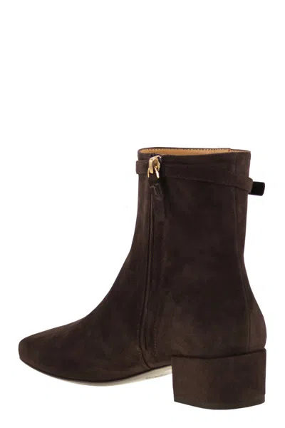Tod's Suede Stivaletto Cuoio Ankle Boots 35 In Brown