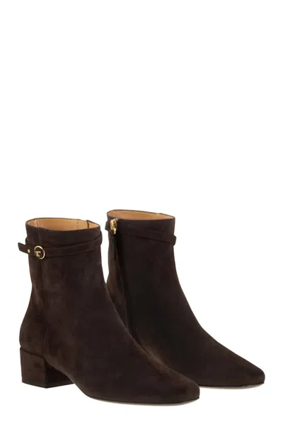 Tod's Suede Stivaletto Cuoio Ankle Boots 35 In Brown