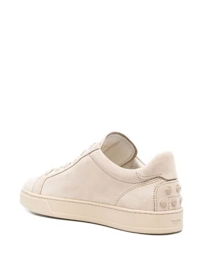Tod's Suede Leather Trainers In Neutral