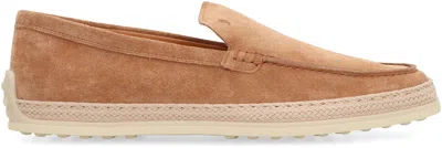 Tod's Suede Slipper Loafers In Brown