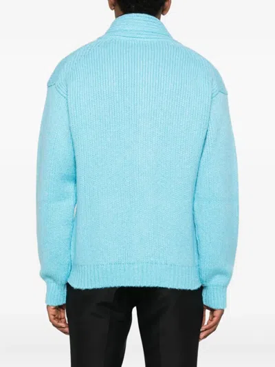 Tom Ford Cashmere Shawl Collar Cardigan In Blue