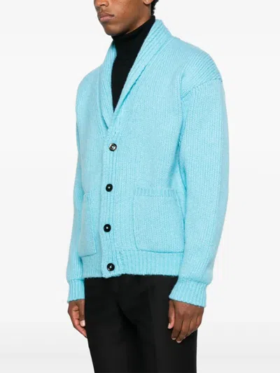 Tom Ford Cashmere Shawl Collar Cardigan In Blue