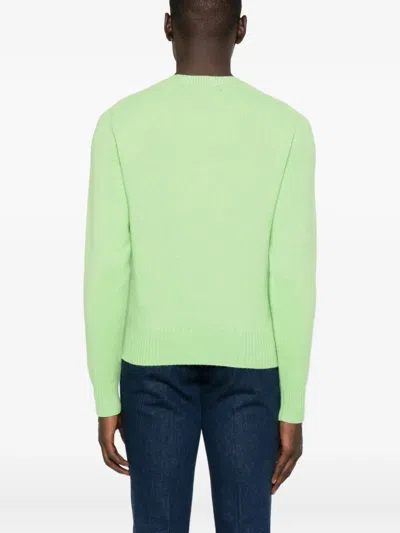 Tom Ford Felted Pure Cashmere Long Sleeves Crew Neck Sweater In Green
