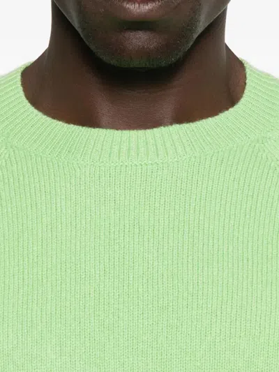Tom Ford Felted Pure Cashmere Long Sleeves Crew Neck Sweater In Green