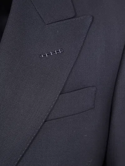 Tom Ford High Twist Broken Twill Double Breast Jacket In Black