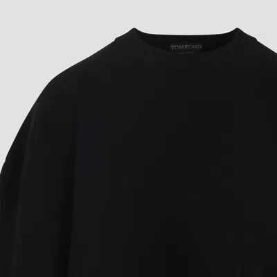 Tom Ford Black Wool And Cashmere Cropped Sweater In Black