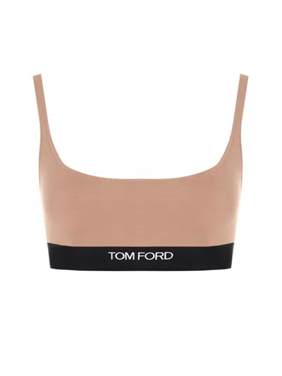 Tom Ford Logo Sporty Tank-top In Neutral
