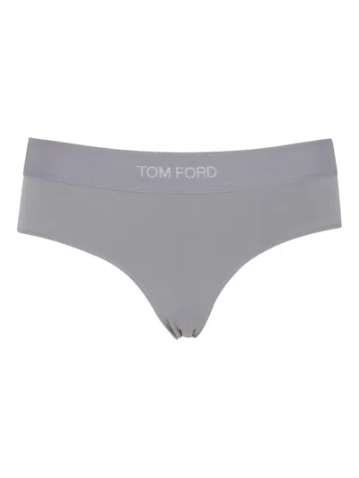 Tom Ford Seamless Elastic Waistband Boy Shorts In Gray