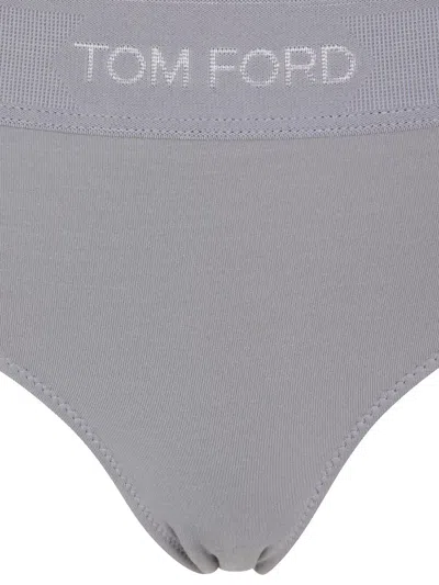 Tom Ford Seamless Elastic Waistband Boy Shorts In Gray