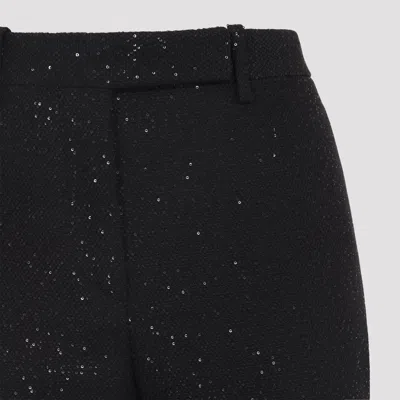 Tom Ford Sequined Wool Blend Crepe Tailored Straight Pants In Black