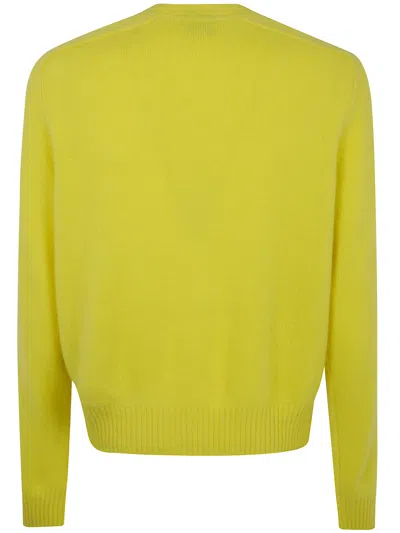 Tom Ford Felted Pure Cashmere Long Sleeves Crew Neck Sweater In Green