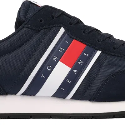 Tommy Hilfiger Black Recycled Polyester Sneakers In Blue