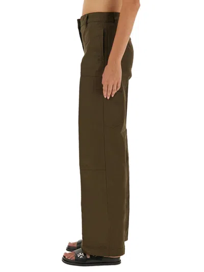 Tory Burch Green Cotton Trouser In Brown