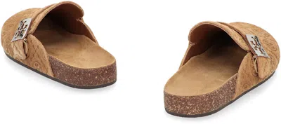 Tory Burch T Monogram Mellow Jacquard Suede Mule In Brown
