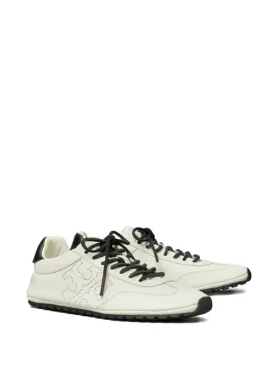 Tory Burch Perforated Leather Sneakers In White