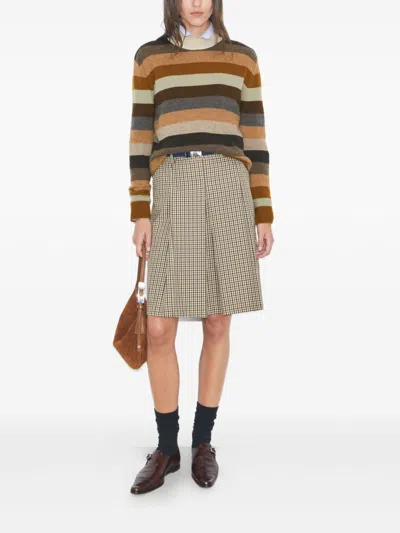 Tory Burch Striped High Neck Sweater With Ribbed Details In Multi