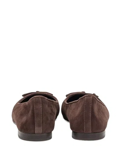 Tory Burch Suede Ballet Flats With Cap Toe In Brown