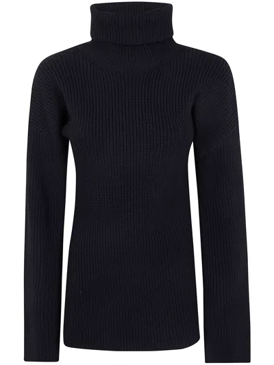Totême Ribbed-knit Wool Turtleneck Sweater In Black