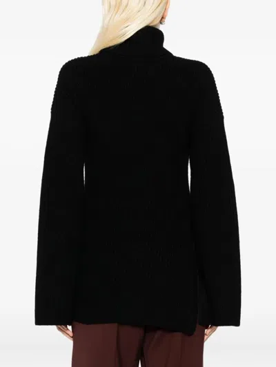Totême Ribbed-knit Wool Turtleneck Sweater In Black
