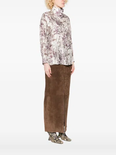 Trame Auree Printed Silk Shirt In Neutral